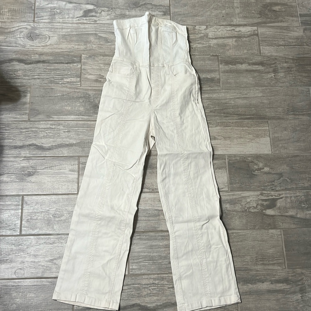 Strapless White Jean Jumpsuit